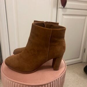 Clarks Tan Suede Ankle Booties